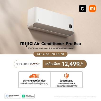 NO 3 Xiaomi Mijia แอร์ 12000BTU รุ่น Air Conditioner Pro Eco EGAT NO 3 Xiaomi Mijia แอร์ 12000BTU รุ่น Air Conditioner Pro Eco EGAT