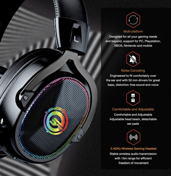 No.10 Neolution E Sport Nebula Wireless Gaming Headset หูฟังเกมมิ่งไร้สาย 7.1 channel Tri mode ไฟ RGB No.10 Neolution E Sport Nebula Wireless Gaming Headset หูฟังเกมมิ่งไร้สาย 7.1 channel Tri mode ไฟ RGB