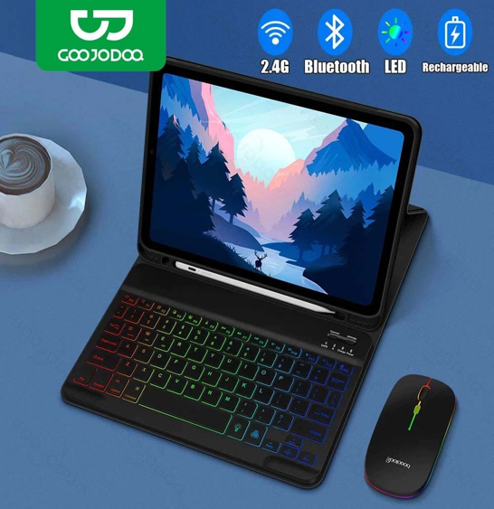 No.4 GOOJODOQ Bluetooth Keyboard Set ชุดคีย์บอร์ดและเมาส์ Bluetooth พร้อมเคส ราคาประหยัด ครบครัน No.4 GOOJODOQ Bluetooth Keyboard Set ชุดคีย์บอร์ดและเมาส์ Bluetooth พร้อมเคส ราคาประหยัด ครบครัน