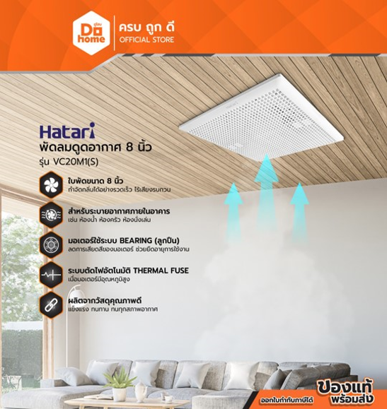 No.4 HATARI พัดลมดูดอากาศ 8 นิ้ว รุ่น VC20M1(S) No.4 HATARI พัดลมดูดอากาศ 8 นิ้ว รุ่น VC20M1(S)
