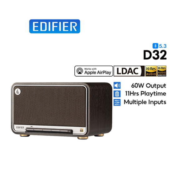 No.5 Edifier D32 ลำโพงไร้สายตั้งโต๊ะ พร้อมแบตเตอรี่ในตัว No.5 Edifier D32 ลำโพงไร้สายตั้งโต๊ะ พร้อมแบตเตอรี่ในตัว