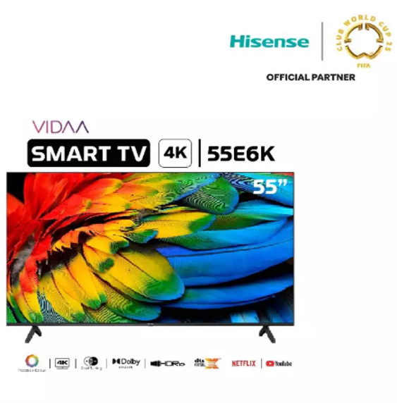 No.6 Hisense TV รุ่น 55E6K ขนาด 55 นิ้ว 4K Ultra HD Smart TV Voice Control No.6 Hisense TV รุ่น 55E6K ขนาด 55 นิ้ว 4K Ultra HD Smart TV Voice Control