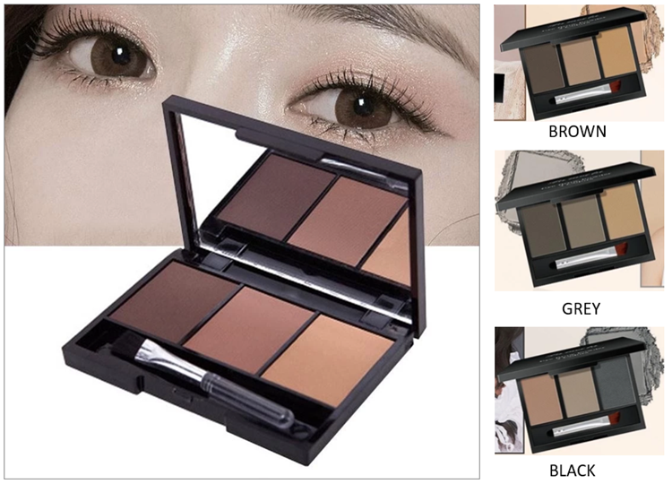 ฝุ่นเขียนคิ้ว 3 สี แบบธรรมชาติ กันน้ำ ติดทนนาน